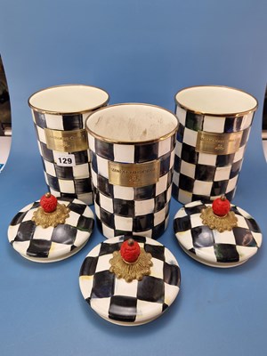 Lot 129 - Mackenzie-Childs. Three courtly check enamel...