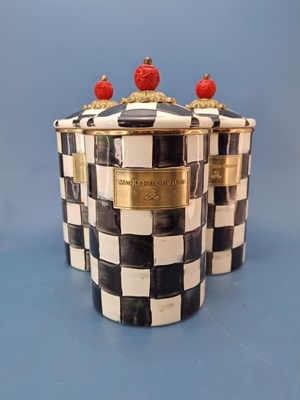 Lot 129 - Mackenzie-Childs. Three courtly check enamel...