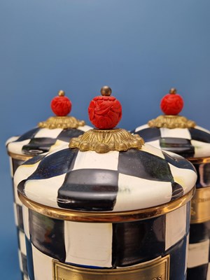 Lot 129 - Mackenzie-Childs. Three courtly check enamel...