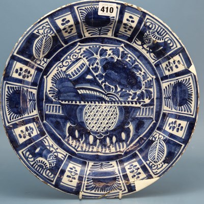Lot 410 - An 18th century Dutch Delft blue and white...