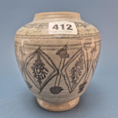 Lot 412 - A 15th century Sawankhalok grey pottery jar...