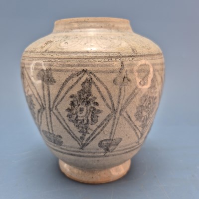 Lot 412 - A 15th century Sawankhalok grey pottery jar...