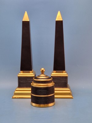 Lot 147 - L'Objet.  A Limoges porcelain black and gold...