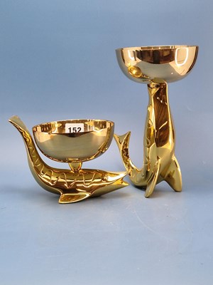Lot 152 - Jonathan Adler. Two brass fish bowls, one high...