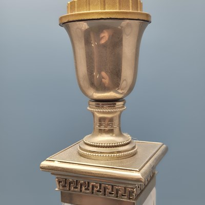 Lot 156 - Versace. A frosted glass column and silver...