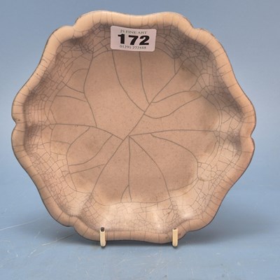 Lot 172 - A Chinese mushroon glazed crackleware lotus...