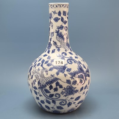 Lot 174 - A Chinese blue and white bottle vase decorated...