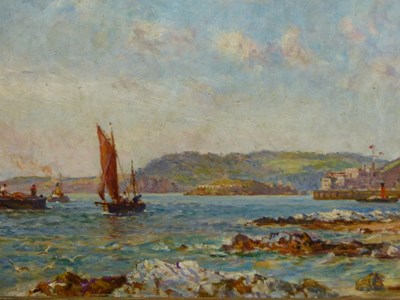 Lot 179 - 20th century school, boats off a rocky coastal...