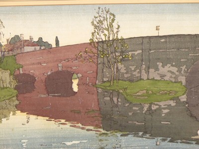 Lot 185 - Manner of Sir Frank Brangwyn, a bridge scene,...