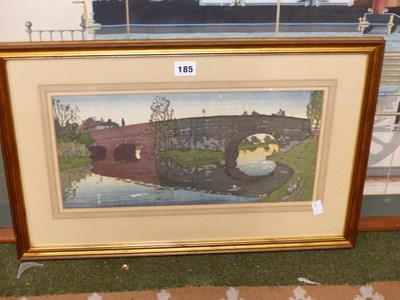 Lot 185 - Manner of Sir Frank Brangwyn, a bridge scene,...