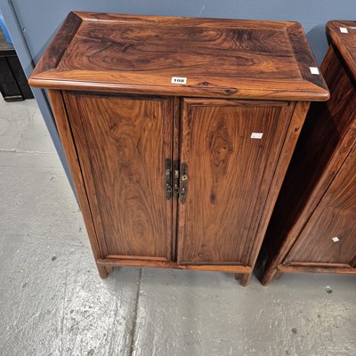 Lot 108 - A pair of Chinese hardwood cabinets, the sides...