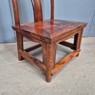 Lot 111 - A pair of Chinese hardwood children's chairs,...