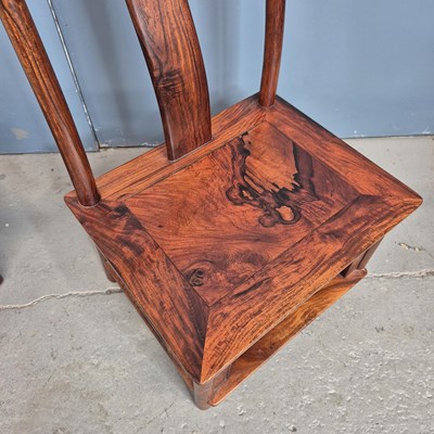 Lot 111 - A pair of Chinese hardwood children's chairs,...