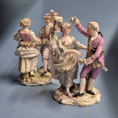 Lot 160A - Two Marcolini Meissen pairs of dancing figures,...