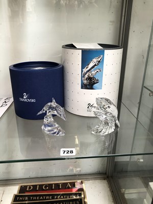 Lot 728 - A boxed Swarovski dolphin figure and a boxed...