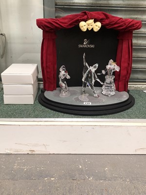 Lot 735 - Three Swarovski Masquerade figures Pierot,...
