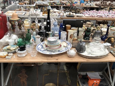Lot 741 - Decanters, jugs, a platter, a glass cheese...
