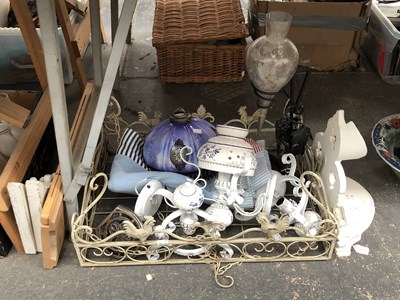 Lot 745 - A collection of glass oil lamp shades, three...