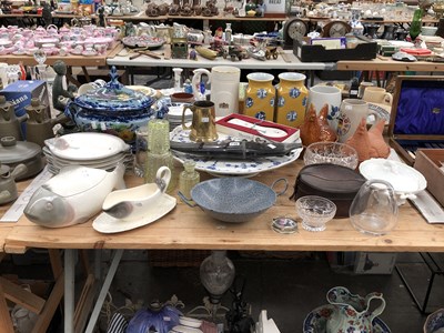 Lot 746 - A blue and white pottery lazy susan, a Vienna...