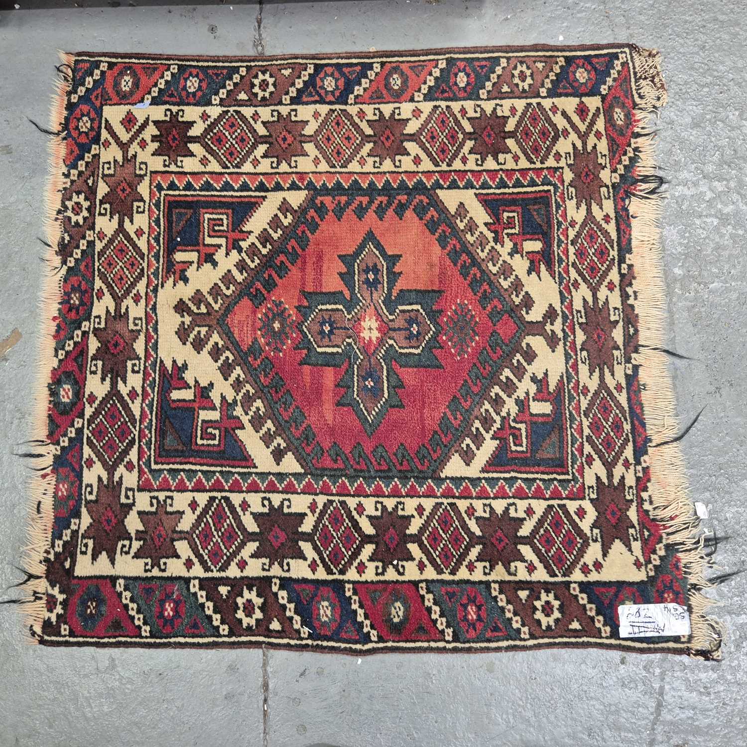 Lot 682 - Two oriental  rugs, a Turkoman bag face...