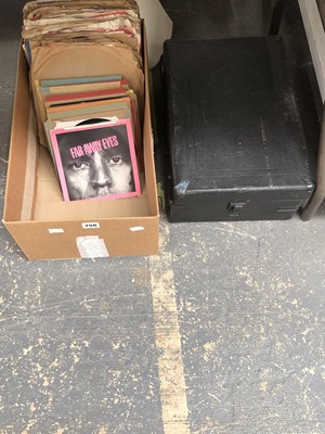 Lot 756 - An HMV wind up gramophone together with 78 and...