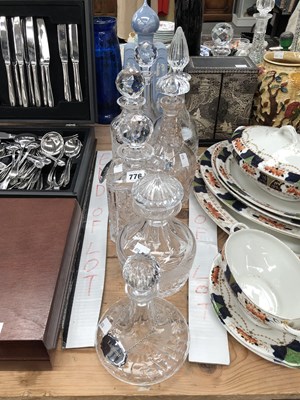 Lot 776 - Seven various decanters mainly with chrome labels