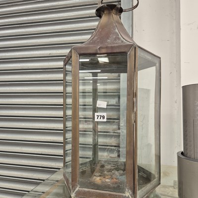 Lot 779 - A copper framed glass hexagonal lantern
