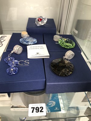 Lot 792 - Five boxed Swarovski hanging ornaments
