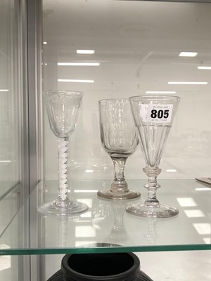 Lot 805 - An 18th century opaque twist wine glass with...