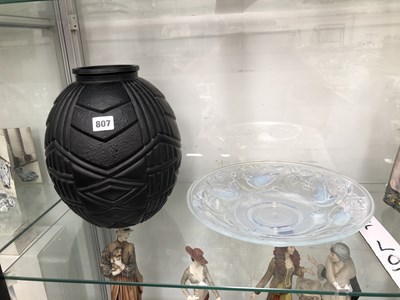 Lot 807 - An Art Deco aubergine glass ovoid vase...