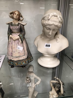Lot 808 - A Belleek parian bust of a classical lady...