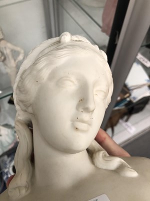 Lot 808 - A Belleek parian bust of a classical lady...