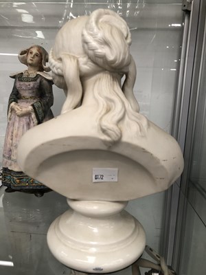 Lot 808 - A Belleek parian bust of a classical lady...