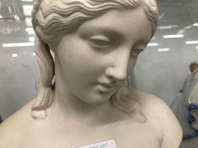 Lot 808 - A Belleek parian bust of a classical lady...