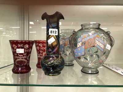 Lot 812 - Two pairs of Bohemian glass vases together...