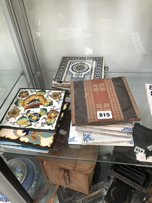 Lot 815 - Six Delft blue and white tiles, five Minton...