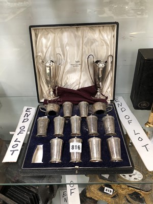 Lot 816 - A cased set of 13 Chester silver condiments...