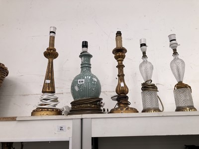 Lot 836 - A pair of glass table lamps, two others in...