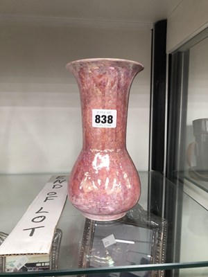 Lot 838 - A 1924 Ruskin high fired pink glazed vase. H...