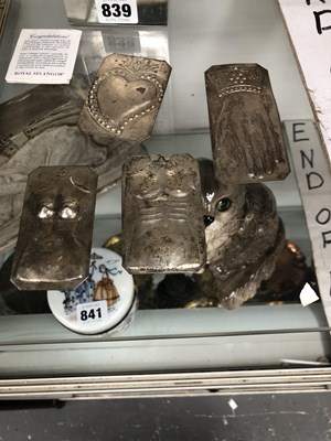 Lot 839 - Four white metal votive plaques, a...
