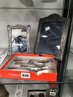 Lot 840 - Two silver photograph frames, together with...