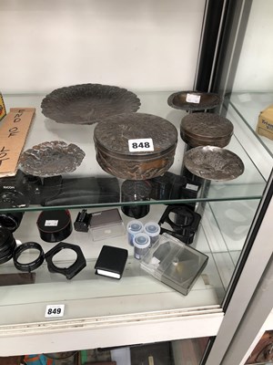 Lot 848 - Two Japanese plated pewter boxes together with...