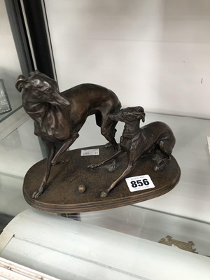 Lot 856 - After P J Mene, a bronze group of two whippets...