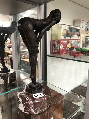 Lot 864 - After B C Zheng, an Art Deco bronze figure of...