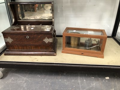 Lot 880 - A barograph together with an oak tantalus case