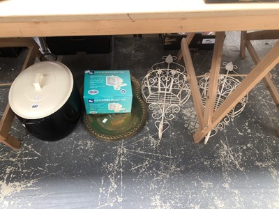 Lot 897 - A pair of wirework wall planters, a boxed...