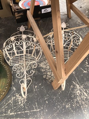 Lot 897 - A pair of wirework wall planters, a boxed...