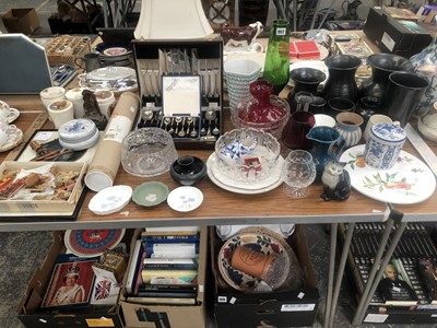 Lot 907 - Prinknash black glazed pottery, various glass...