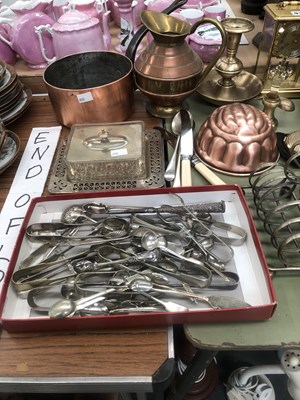 Lot 915 - A collection of brass bells, three clocks, a...