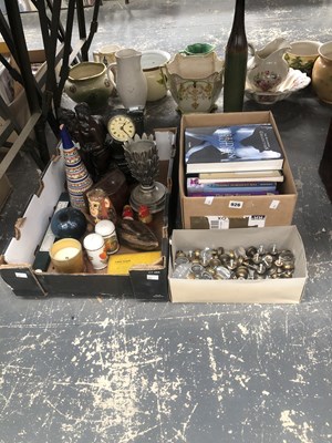 Lot 926 - A mantle clock, babuschka dolls, glass door...